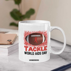 Tackle World AIDS Day Coffee Mug Football HIV Awareness Red Ribbon TS12 Print Your Wear