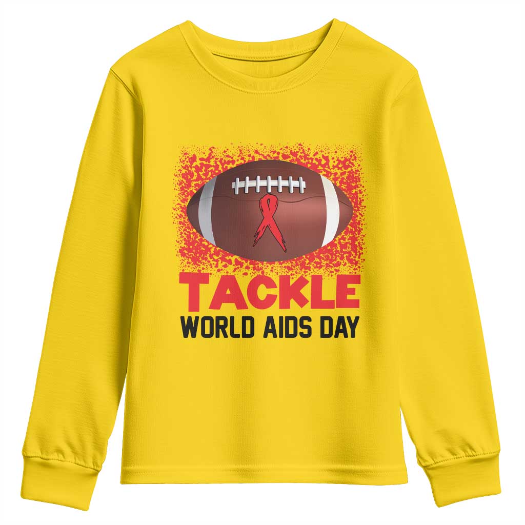 Tackle World AIDS Day Youth Sweatshirt Football HIV Awareness Red Ribbon TS12 Daisy Print Your Wear