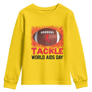 Tackle World AIDS Day Youth Sweatshirt Football HIV Awareness Red Ribbon TS12 Daisy Print Your Wear