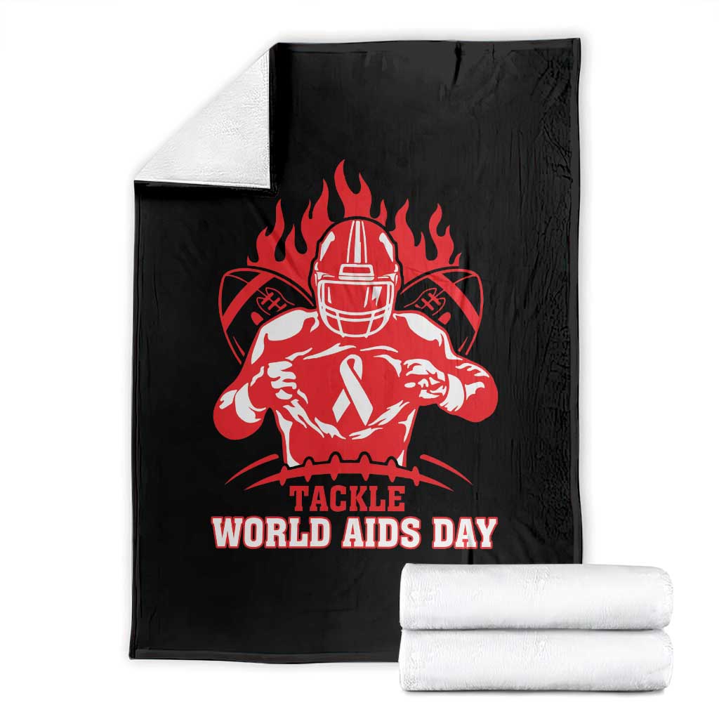 AIDS Awareness Throw Blanket Ribbon HIV Tackle Football Gift TS12 Black Print Your Wear