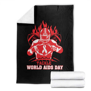 AIDS Awareness Throw Blanket Ribbon HIV Tackle Football Gift TS12 Black Print Your Wear