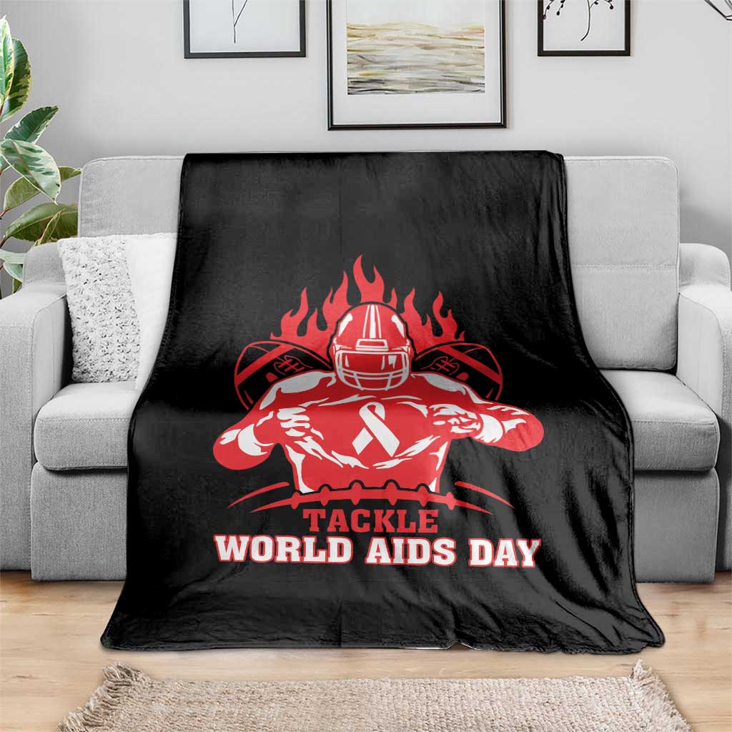 AIDS Awareness Throw Blanket Ribbon HIV Tackle Football Gift TS12 Print Your Wear