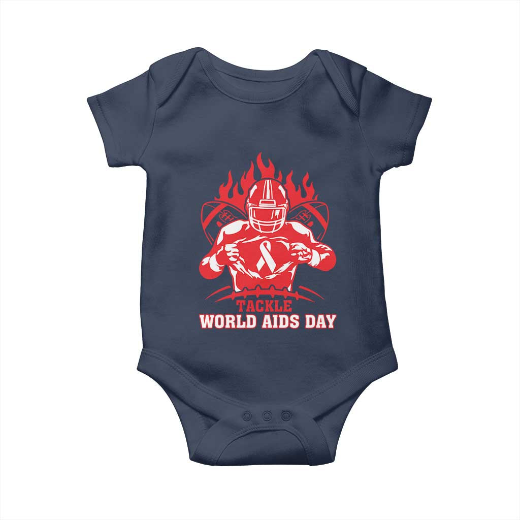 AIDS Awareness Baby Onesie Ribbon HIV Tackle Football Gift TS12 Navy Print Your Wear
