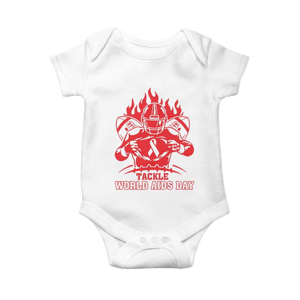 AIDS Awareness Baby Onesie Ribbon HIV Tackle Football Gift TS12 White Print Your Wear