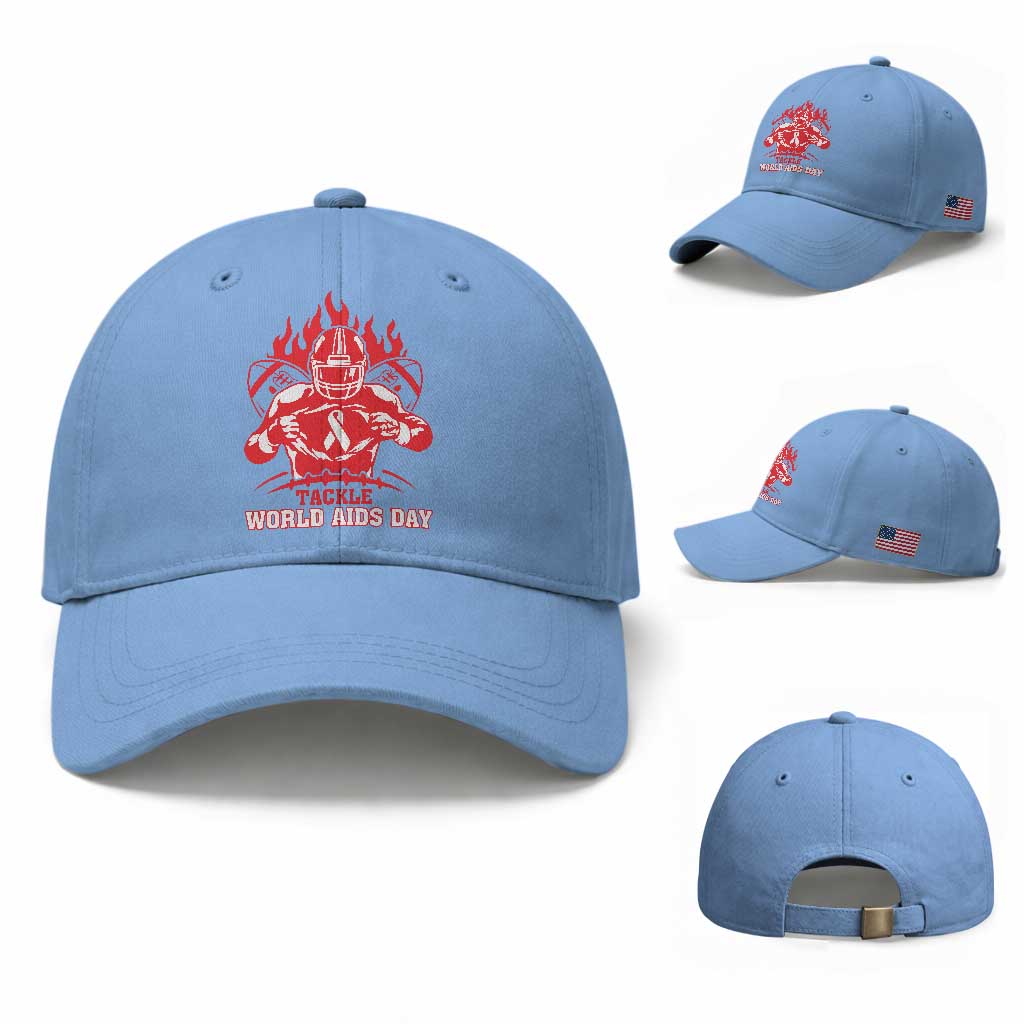 AIDS Awareness Baseball Cap Ribbon HIV Tackle Football Gift TS12 Baseball Cap Universal Fit Light Blue Print Your Wear