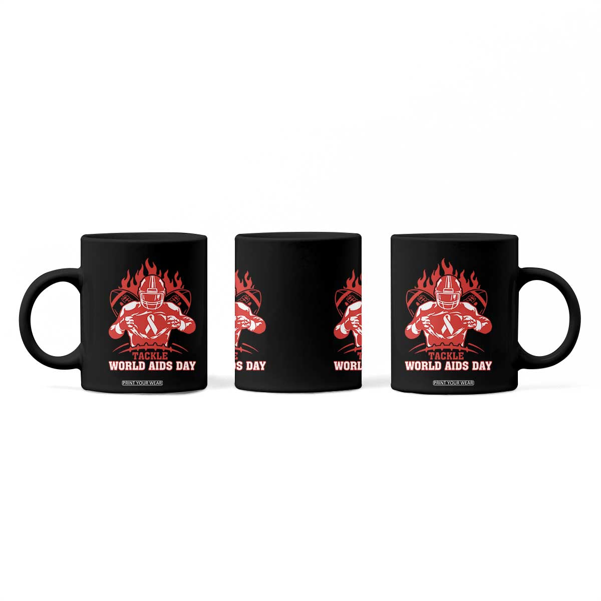 AIDS Awareness Coffee Mug Ribbon HIV Tackle Football Gift TS12 Print Your Wear