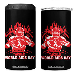 AIDS Awareness 4 in 1 Can Cooler Tumbler Ribbon HIV Tackle Football Gift TS12 One Size: 16 oz Black Print Your Wear
