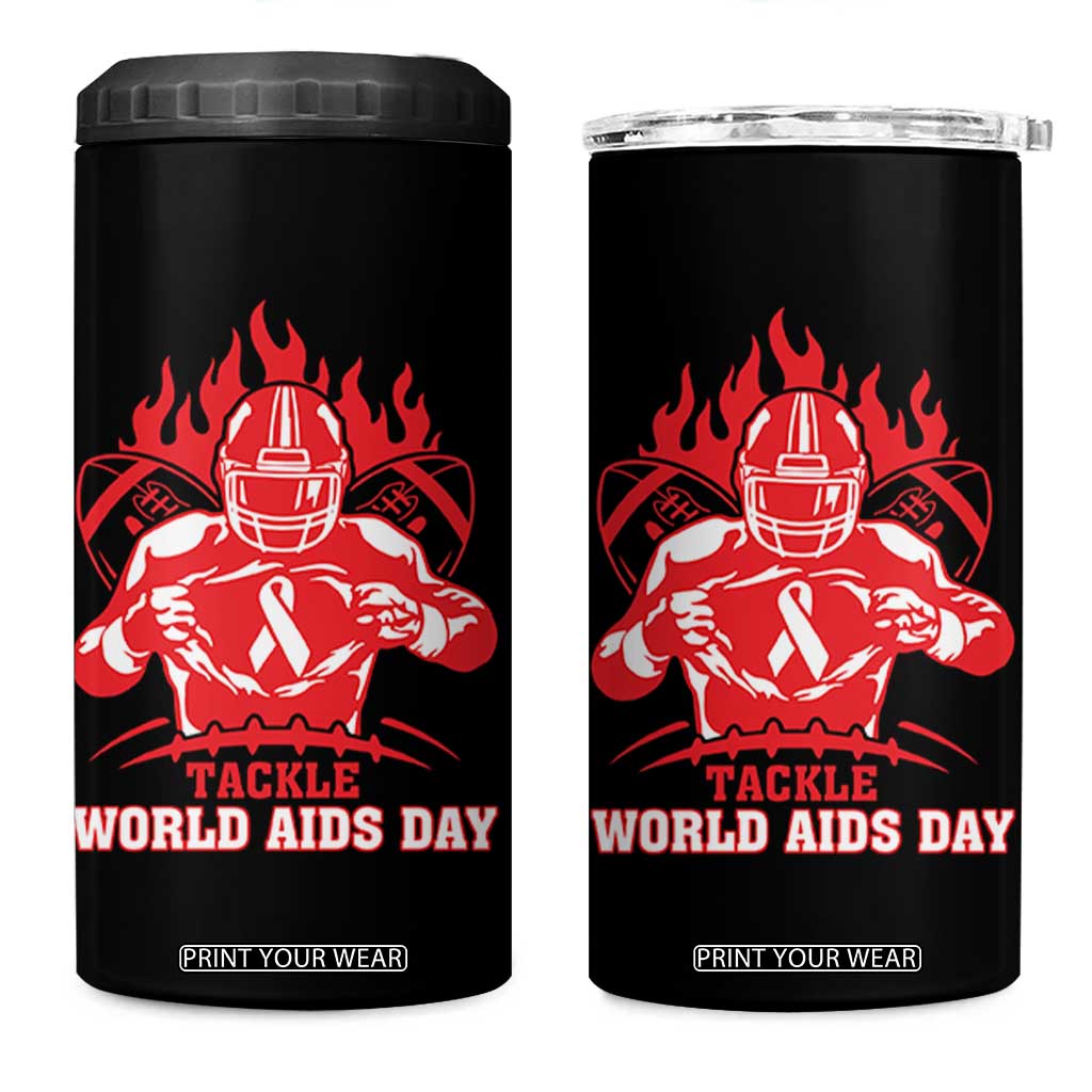 AIDS Awareness 4 in 1 Can Cooler Tumbler Ribbon HIV Tackle Football Gift TS12 One Size: 16 oz Black Print Your Wear