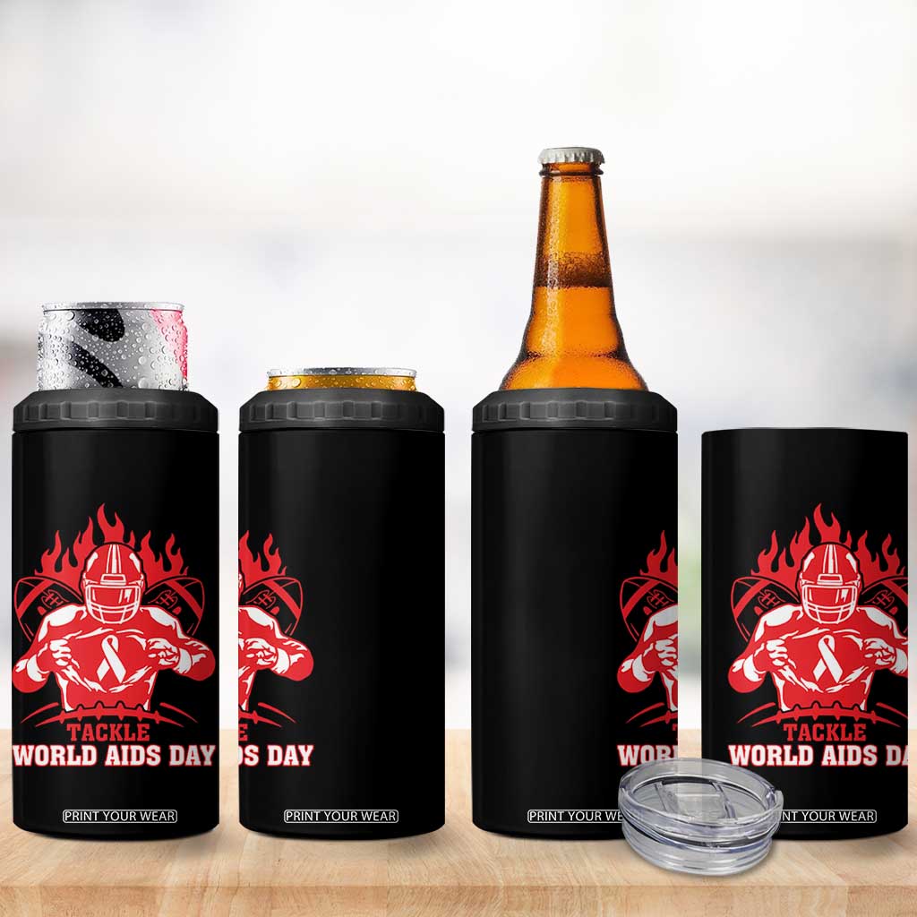 AIDS Awareness 4 in 1 Can Cooler Tumbler Ribbon HIV Tackle Football Gift TS12 Print Your Wear