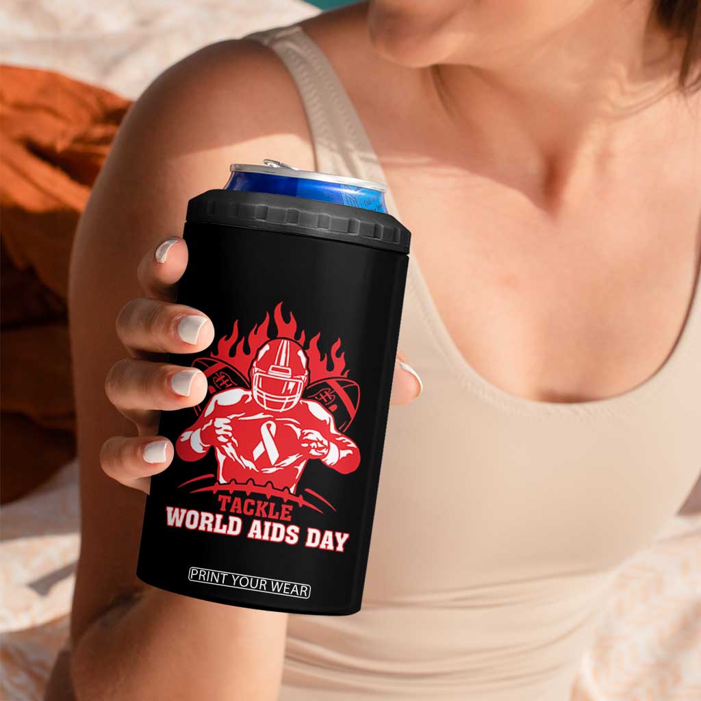 AIDS Awareness 4 in 1 Can Cooler Tumbler Ribbon HIV Tackle Football Gift TS12 Print Your Wear