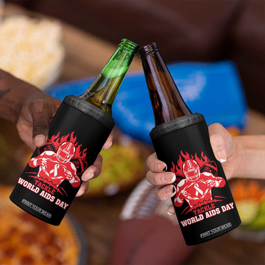 AIDS Awareness 4 in 1 Can Cooler Tumbler Ribbon HIV Tackle Football Gift TS12 Print Your Wear