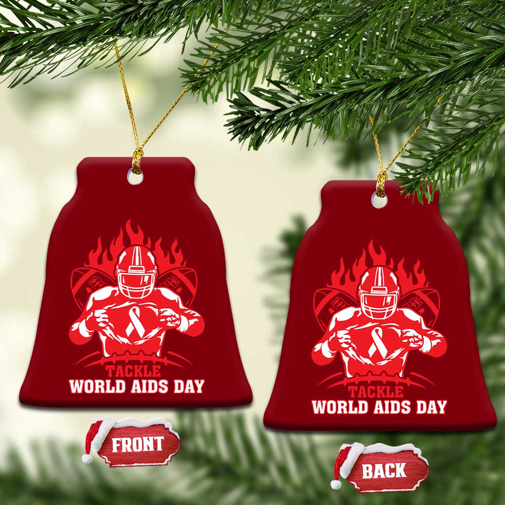 AIDS Awareness Ceramic Ornament Ribbon HIV Tackle Football Gift TS12 Print Your Wear