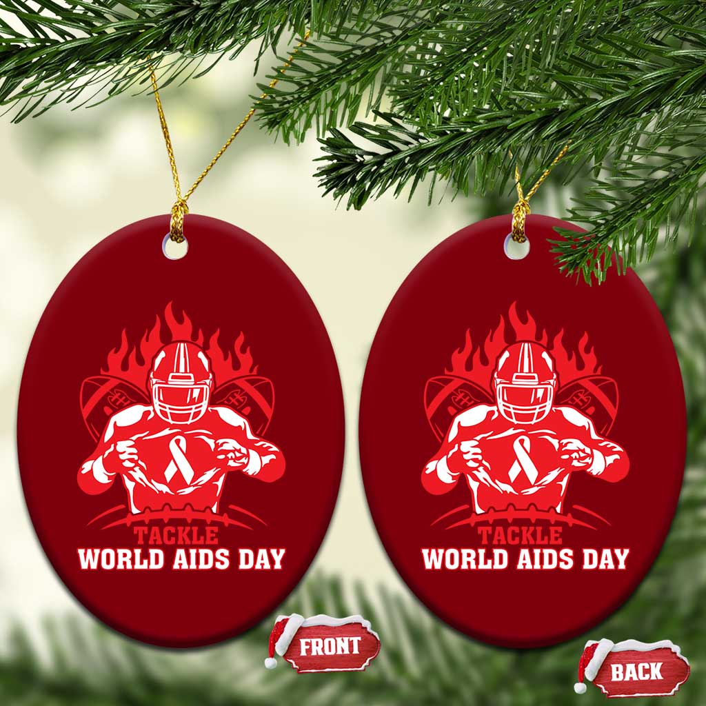 AIDS Awareness Ceramic Ornament Ribbon HIV Tackle Football Gift TS12 Print Your Wear
