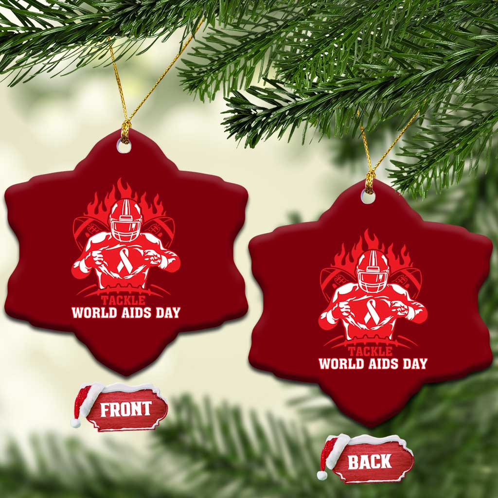 AIDS Awareness Ceramic Ornament Ribbon HIV Tackle Football Gift TS12 Print Your Wear