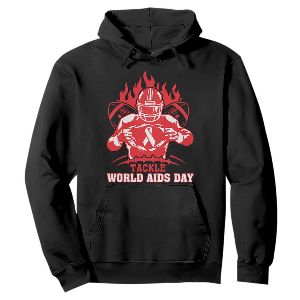 AIDS Awareness Hoodie Ribbon HIV Tackle Football Gift TS12 Black Print Your Wear