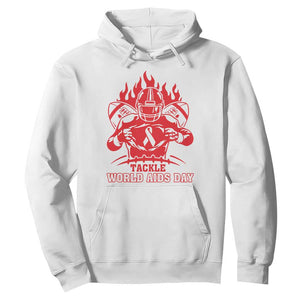 AIDS Awareness Hoodie Ribbon HIV Tackle Football Gift TS12 White Print Your Wear