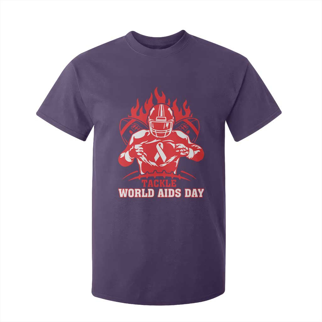 AIDS Awareness T Shirt For Kid Ribbon HIV Tackle Football Gift TS12 Purple Print Your Wear