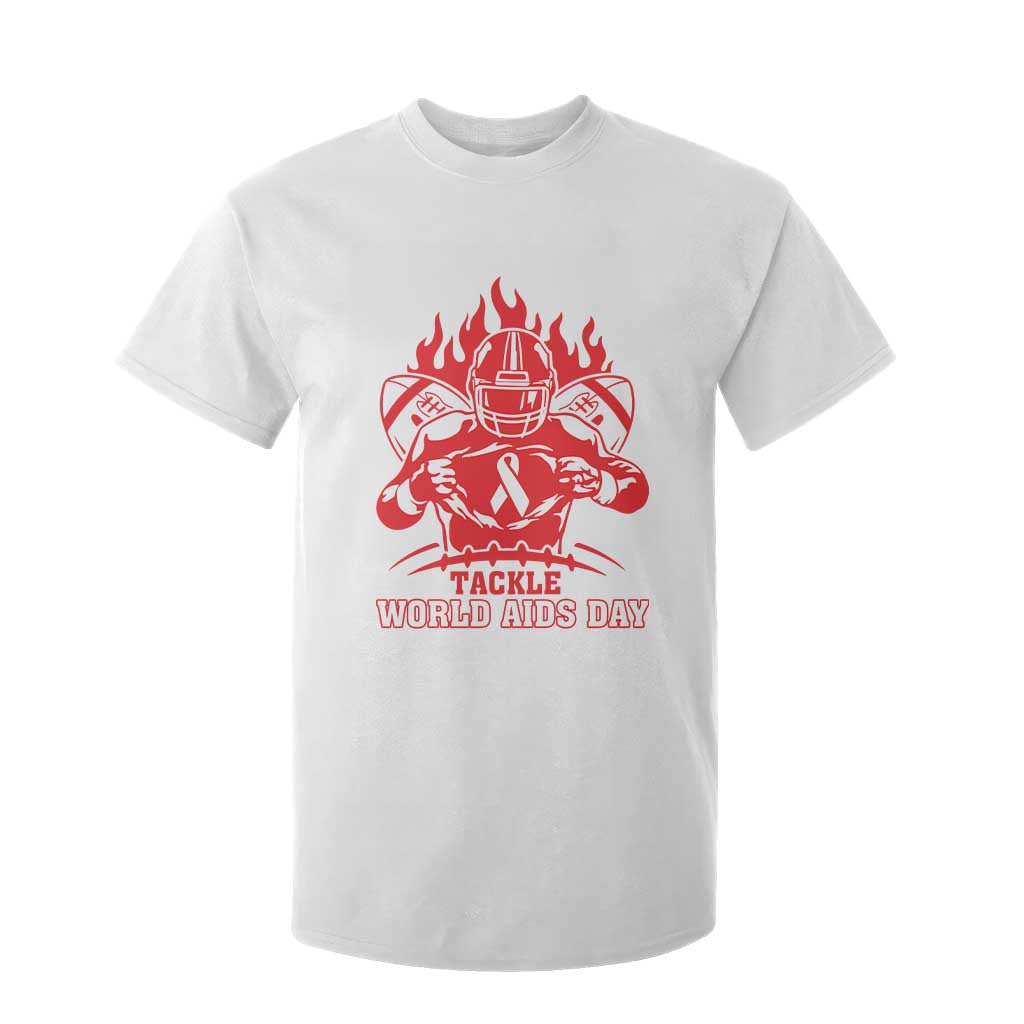 AIDS Awareness T Shirt For Kid Ribbon HIV Tackle Football Gift TS12 White Print Your Wear