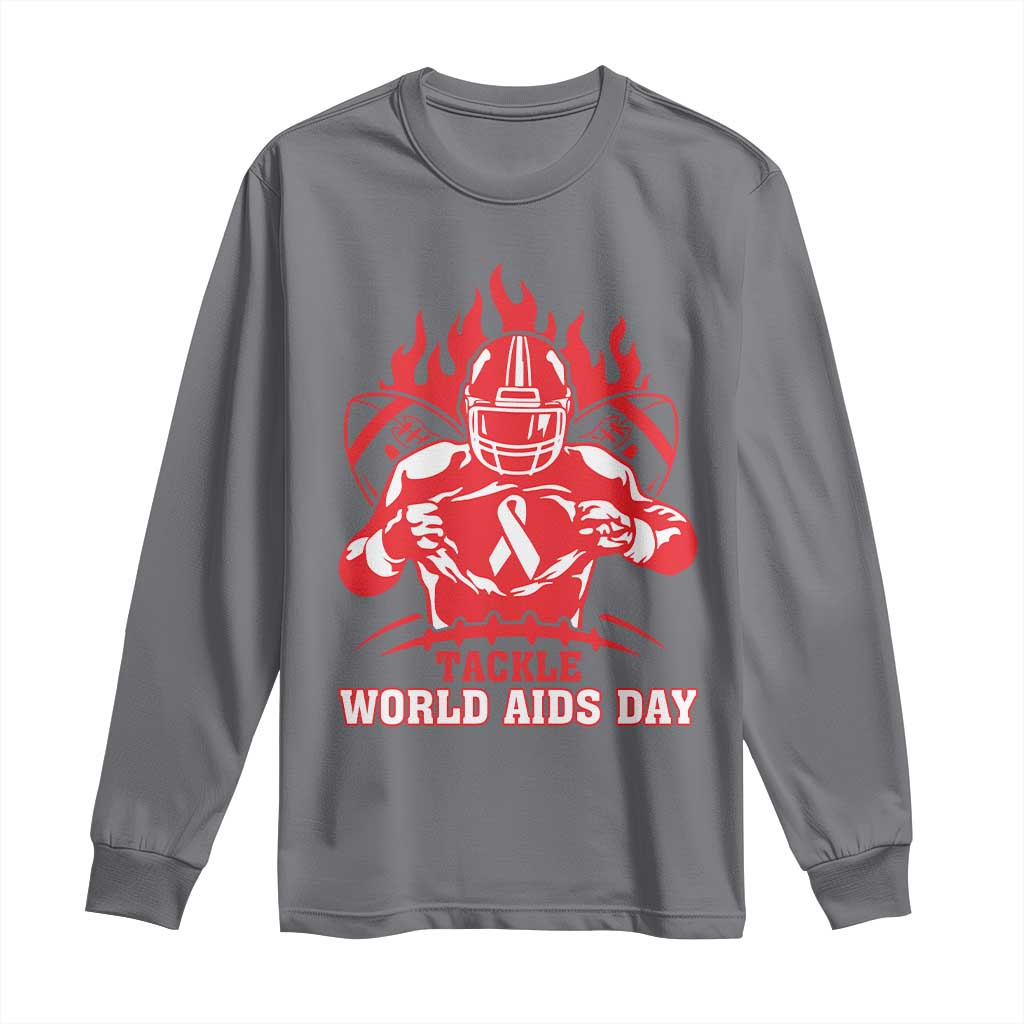 AIDS Awareness Long Sleeve Shirt Ribbon HIV Tackle Football Gift TS12 Charcoal Print Your Wear