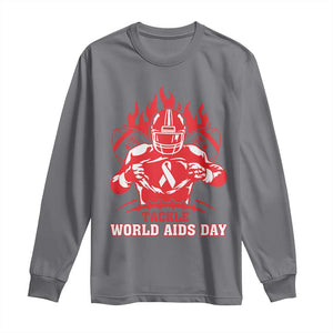 AIDS Awareness Long Sleeve Shirt Ribbon HIV Tackle Football Gift TS12 Charcoal Print Your Wear