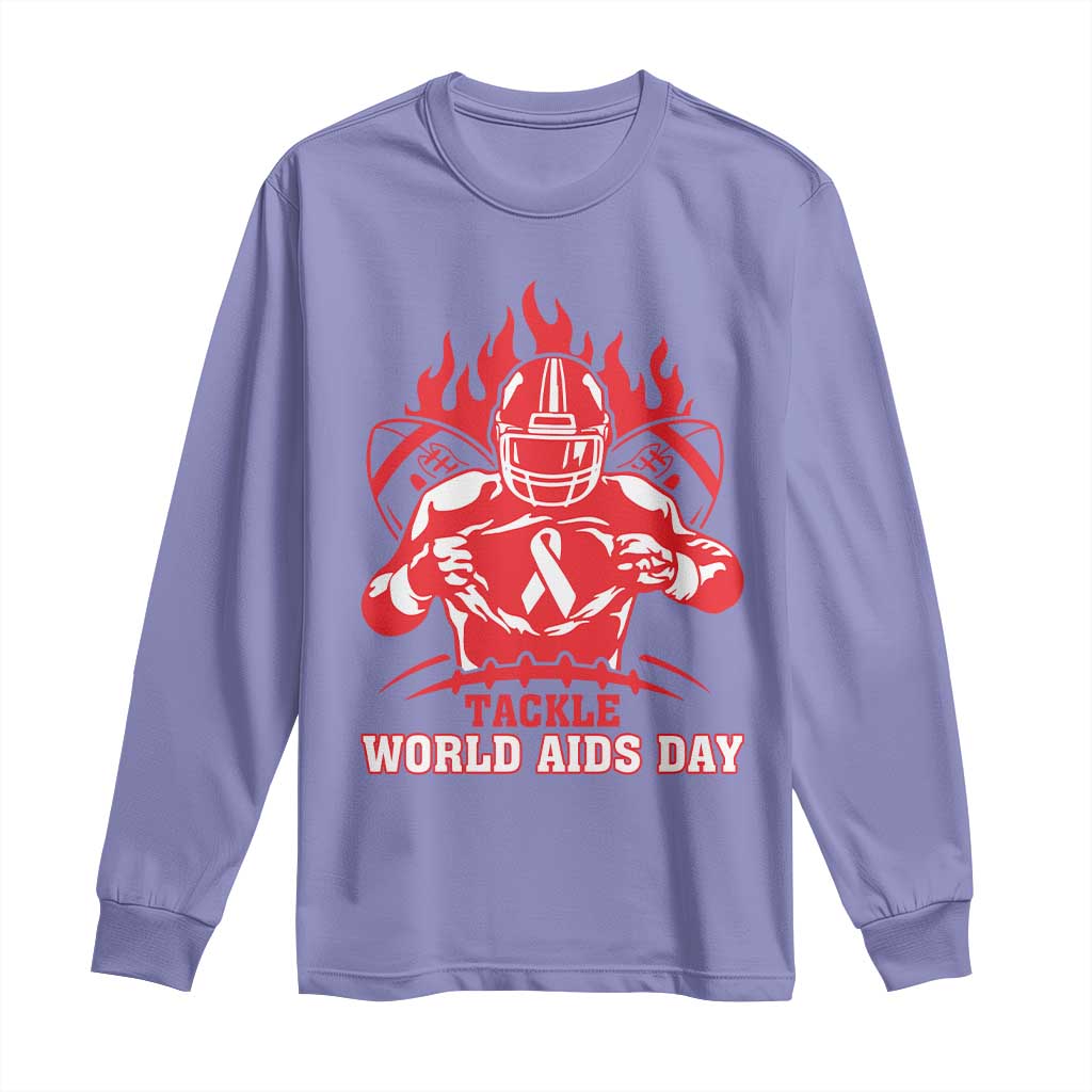 AIDS Awareness Long Sleeve Shirt Ribbon HIV Tackle Football Gift TS12 Violet Print Your Wear