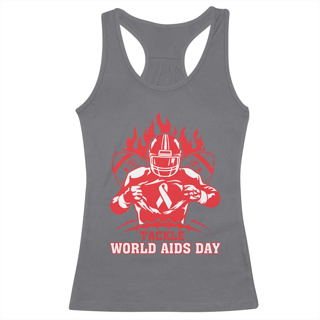 AIDS Awareness Racerback Tank Top Ribbon HIV Tackle Football Gift TS12 Charcoal Print Your Wear