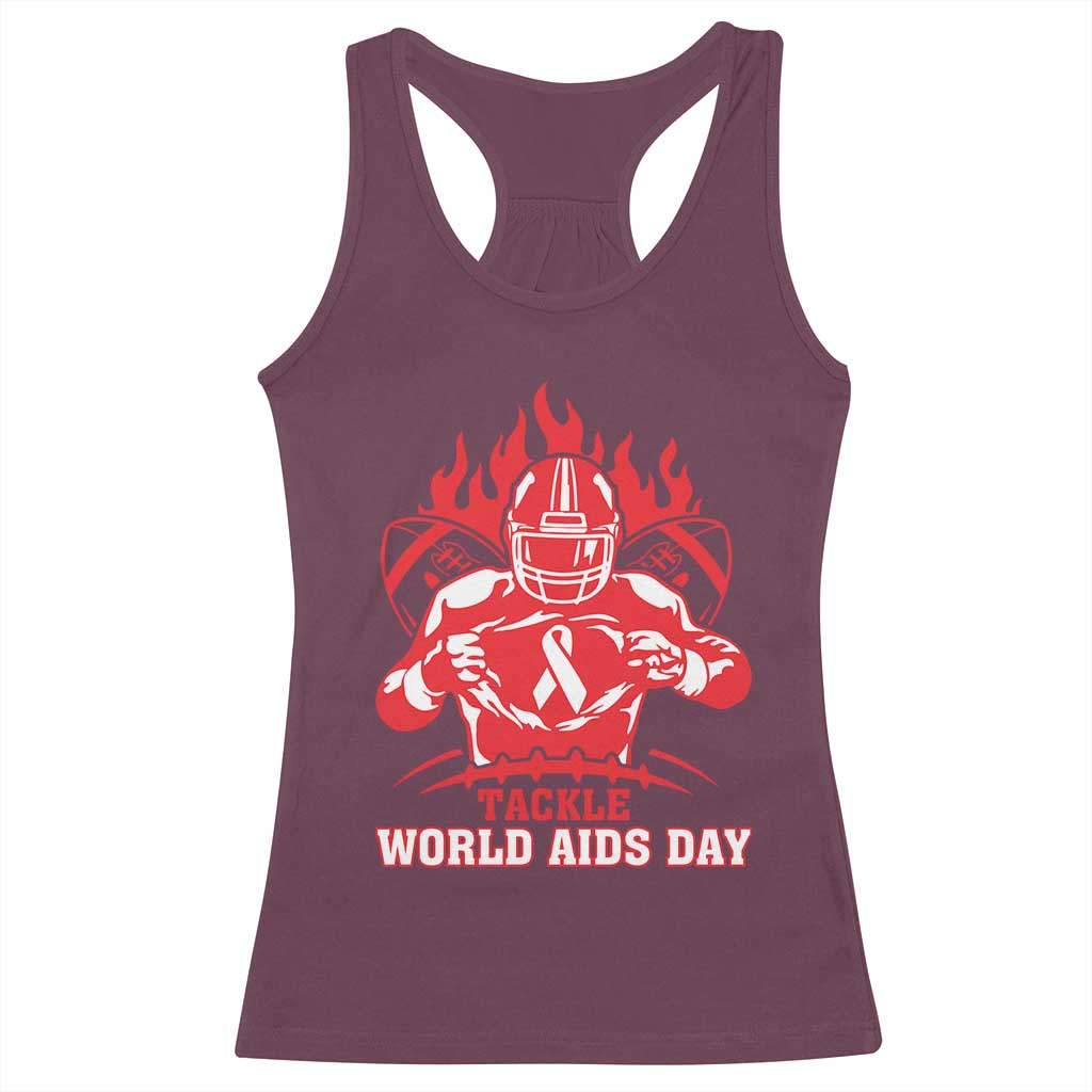 AIDS Awareness Racerback Tank Top Ribbon HIV Tackle Football Gift TS12 Maroon Print Your Wear