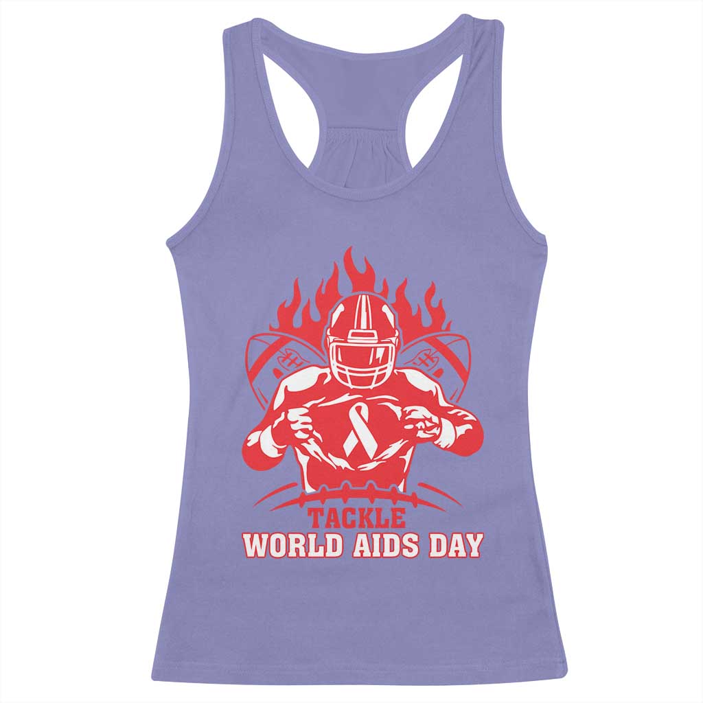 AIDS Awareness Racerback Tank Top Ribbon HIV Tackle Football Gift - Print Your Wear