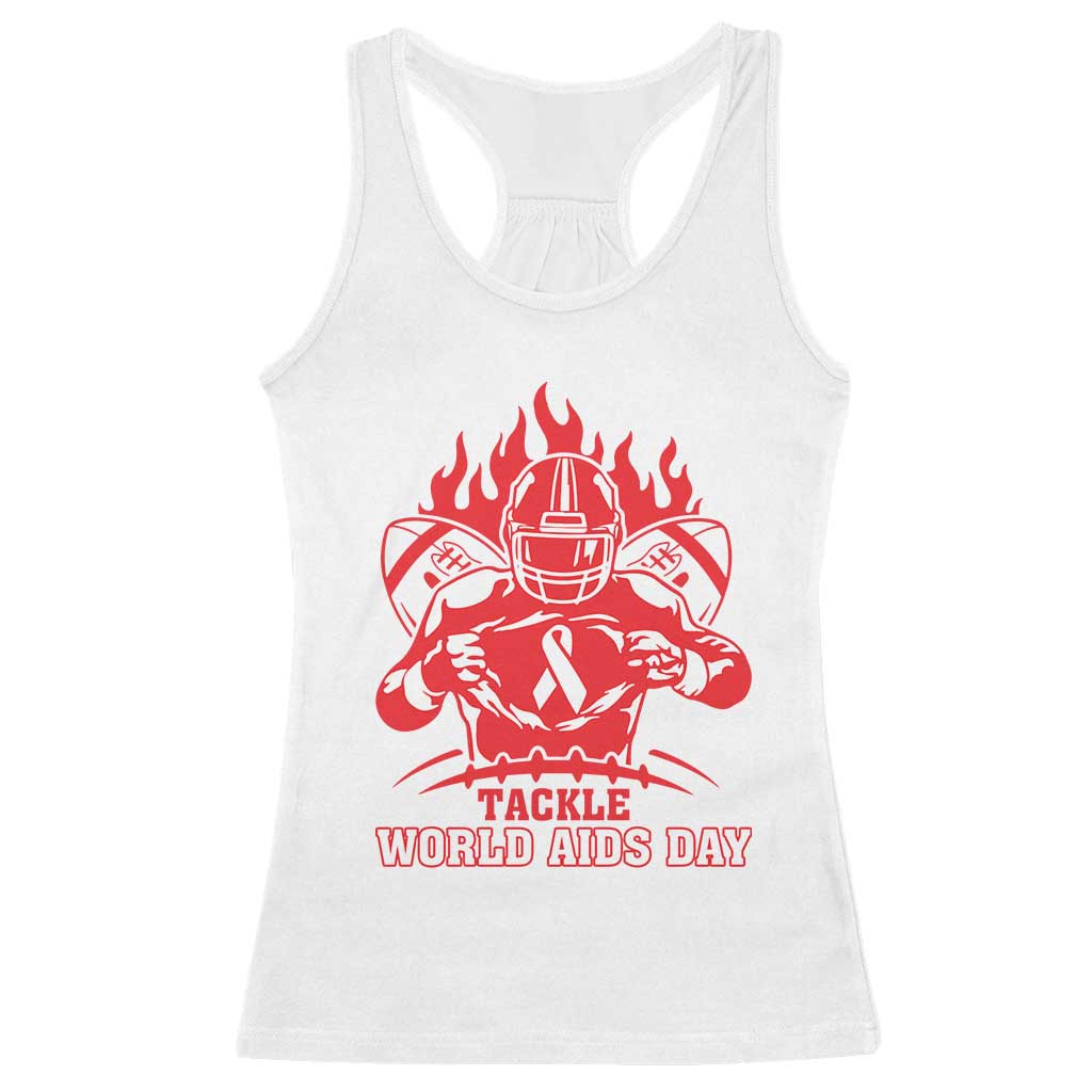 AIDS Awareness Racerback Tank Top Ribbon HIV Tackle Football Gift - Print Your Wear