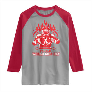 AIDS Awareness Raglan Shirt Ribbon HIV Tackle Football Gift TS12 Sport Gray Red Print Your Wear