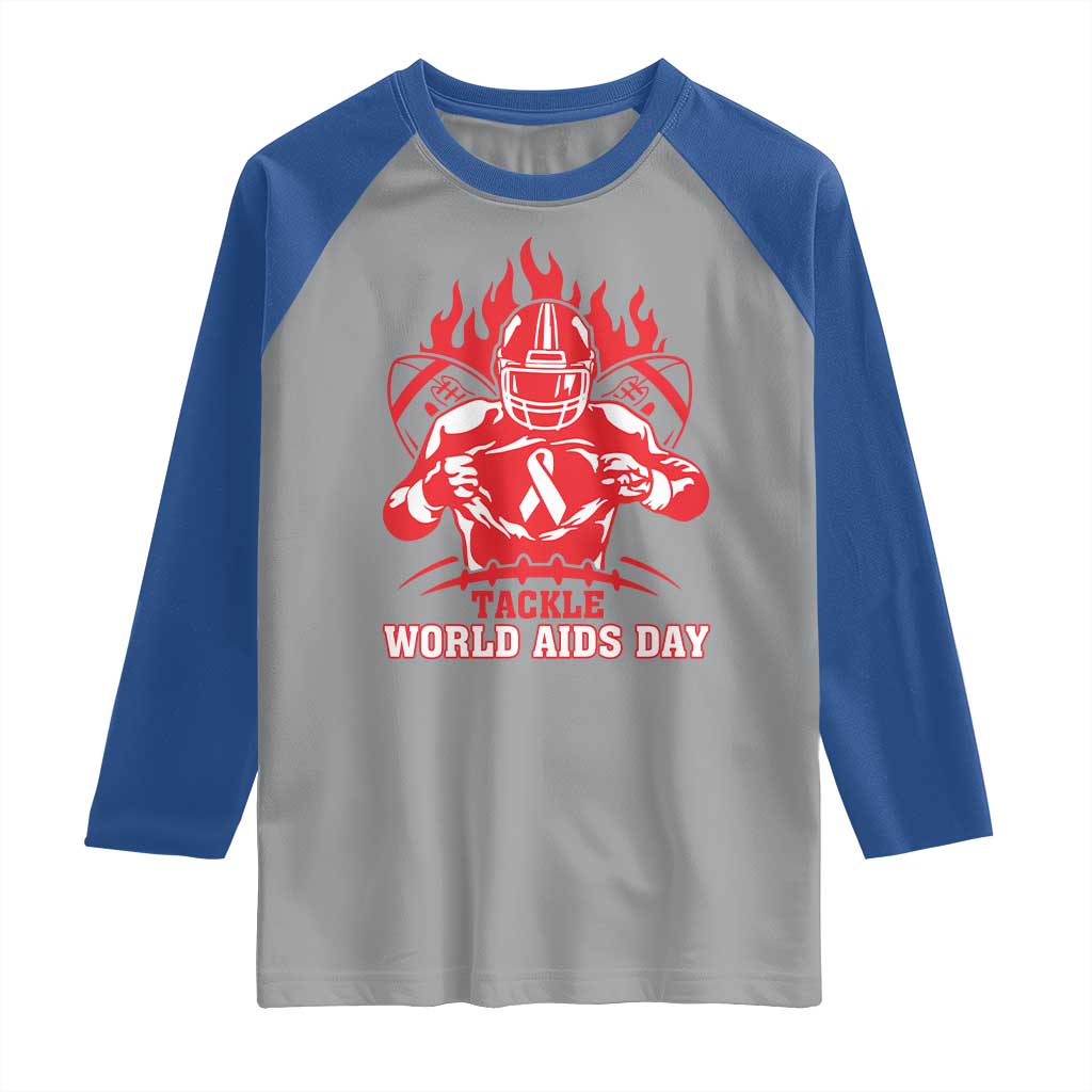 AIDS Awareness Raglan Shirt Ribbon HIV Tackle Football Gift TS12 Sport Gray Royal Print Your Wear