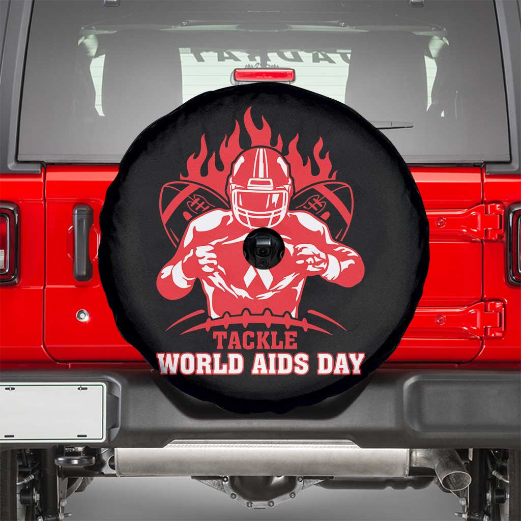 AIDS Awareness Spare Tire Cover Ribbon HIV Tackle Football Gift TS12 Black Print Your Wear