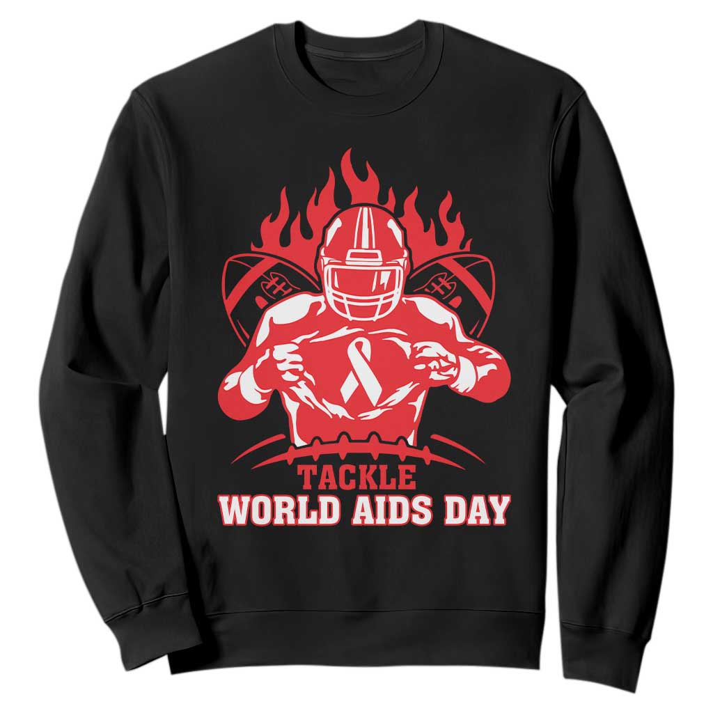 AIDS Awareness Sweatshirt Ribbon HIV Tackle Football Gift TS12 Black Print Your Wear