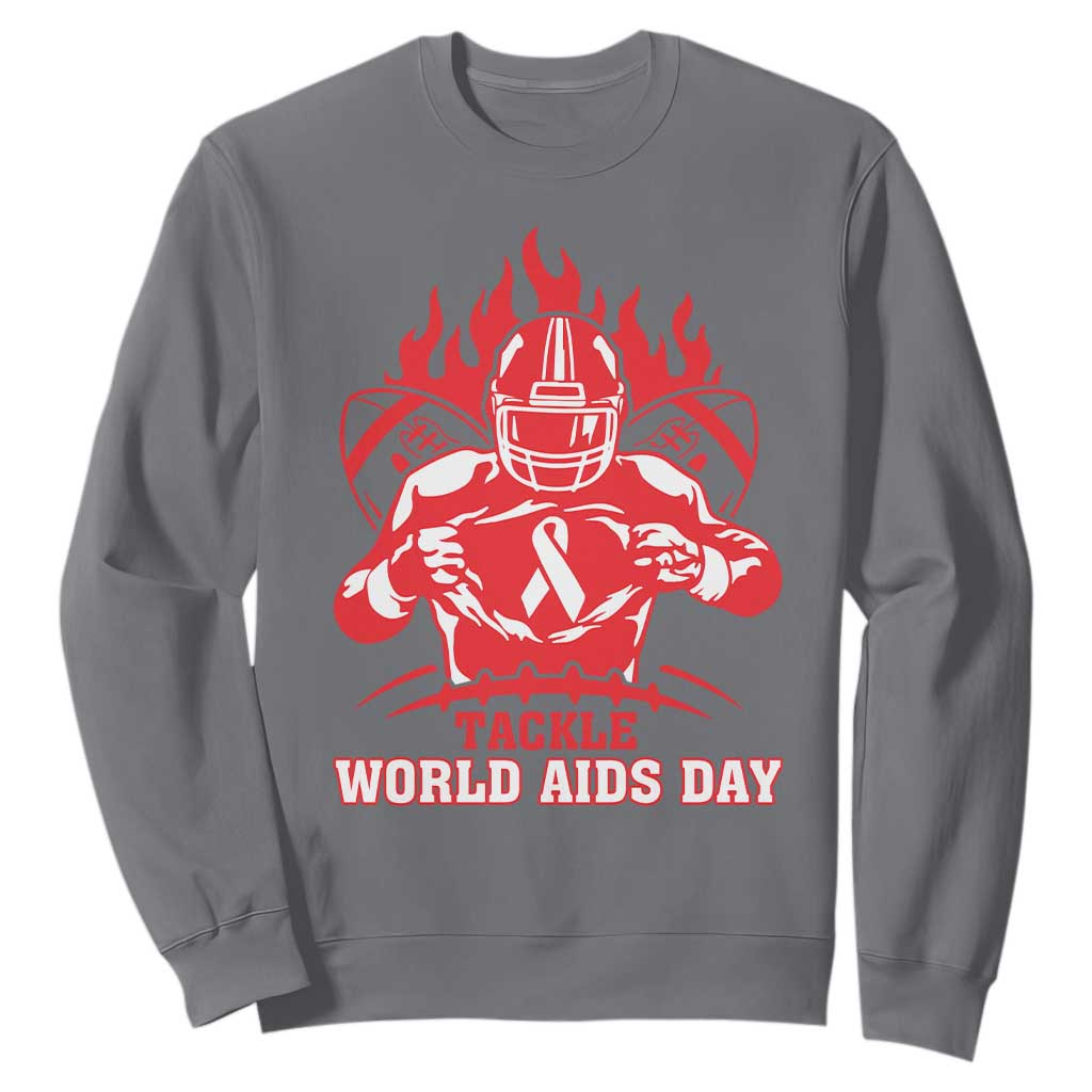 AIDS Awareness Sweatshirt Ribbon HIV Tackle Football Gift TS12 Charcoal Print Your Wear