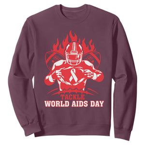 AIDS Awareness Sweatshirt Ribbon HIV Tackle Football Gift TS12 Maroon Print Your Wear