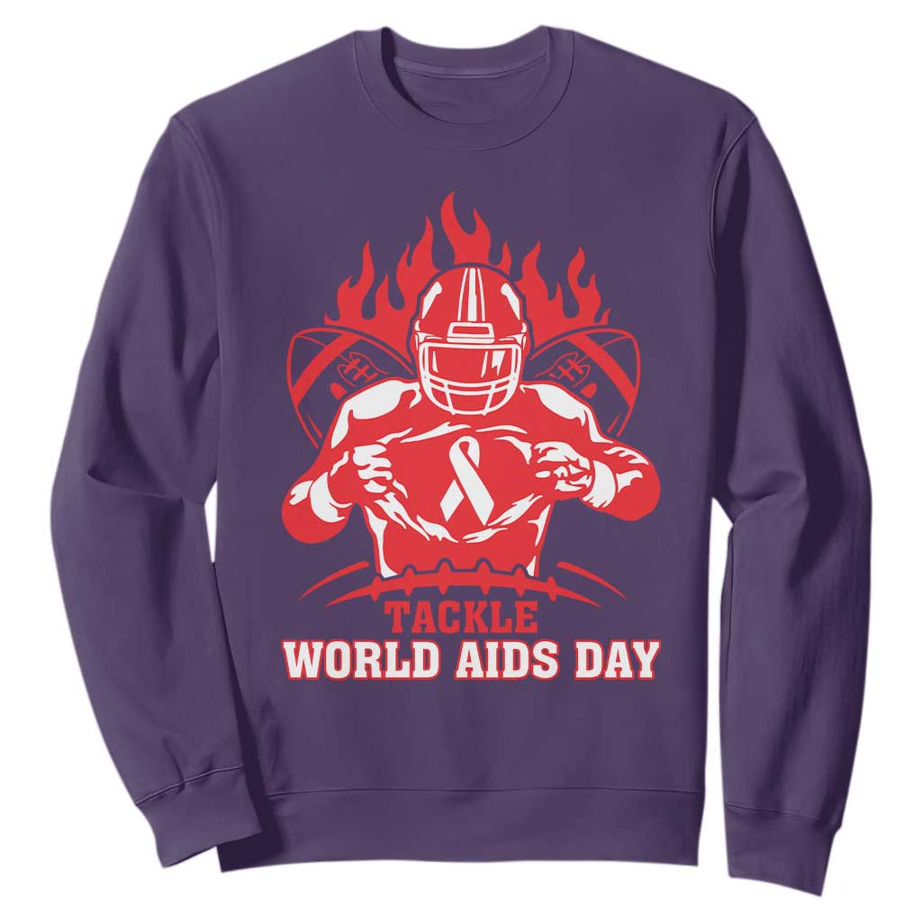 AIDS Awareness Sweatshirt Ribbon HIV Tackle Football Gift TS12 Purple Print Your Wear
