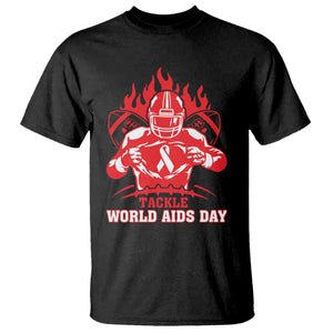 AIDS Awareness T Shirt Ribbon HIV Tackle Football Gift TS12 Black Print Your Wear