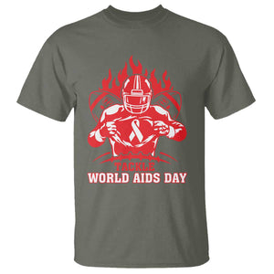 AIDS Awareness T Shirt Ribbon HIV Tackle Football Gift TS12 Military Green Print Your Wear