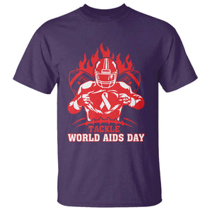 AIDS Awareness T Shirt Ribbon HIV Tackle Football Gift TS12 Purple Print Your Wear
