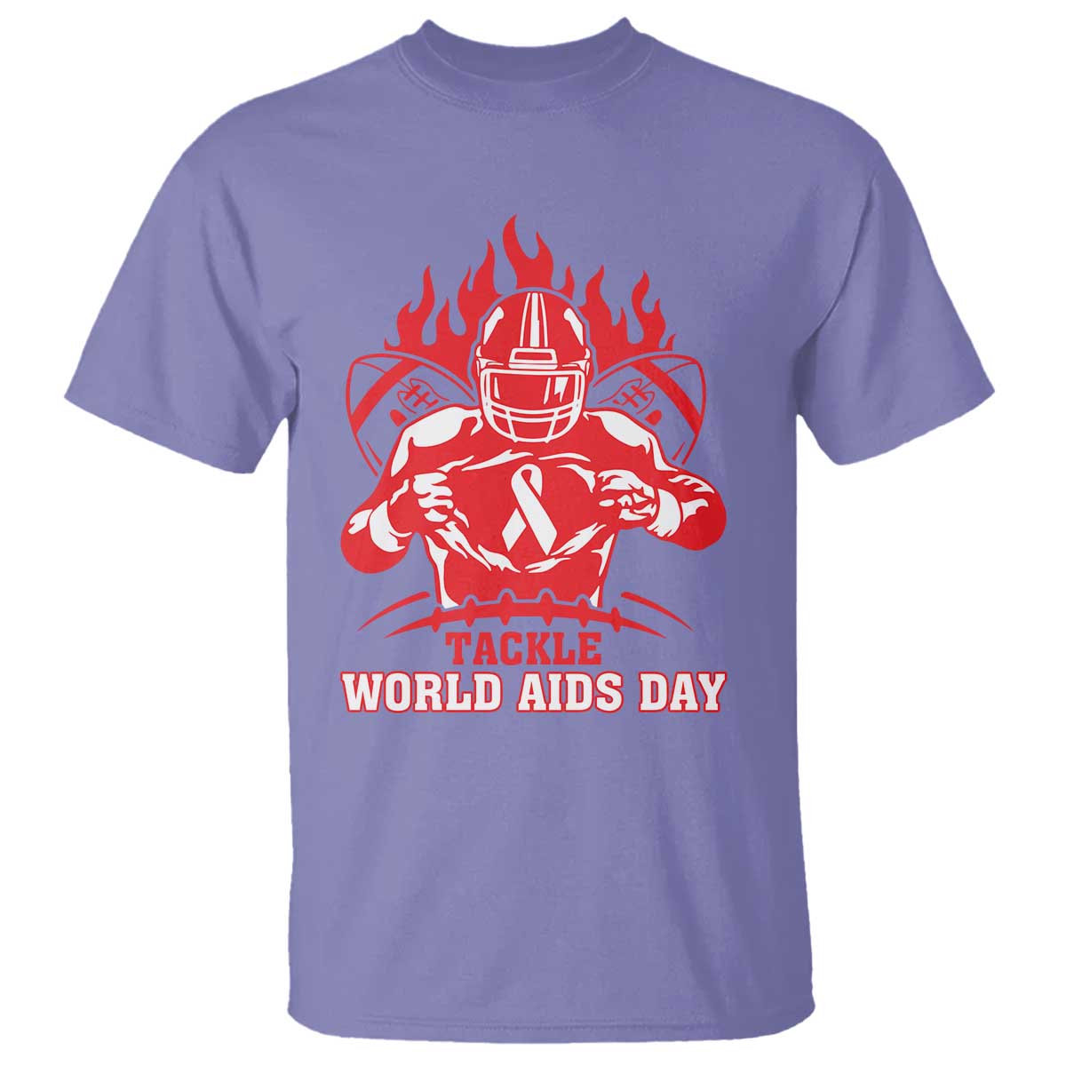 AIDS Awareness T Shirt Ribbon HIV Tackle Football Gift TS12 Violet Print Your Wear