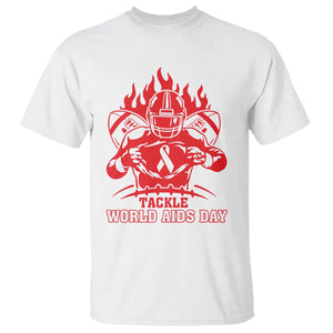 AIDS Awareness T Shirt Ribbon HIV Tackle Football Gift TS12 White Print Your Wear