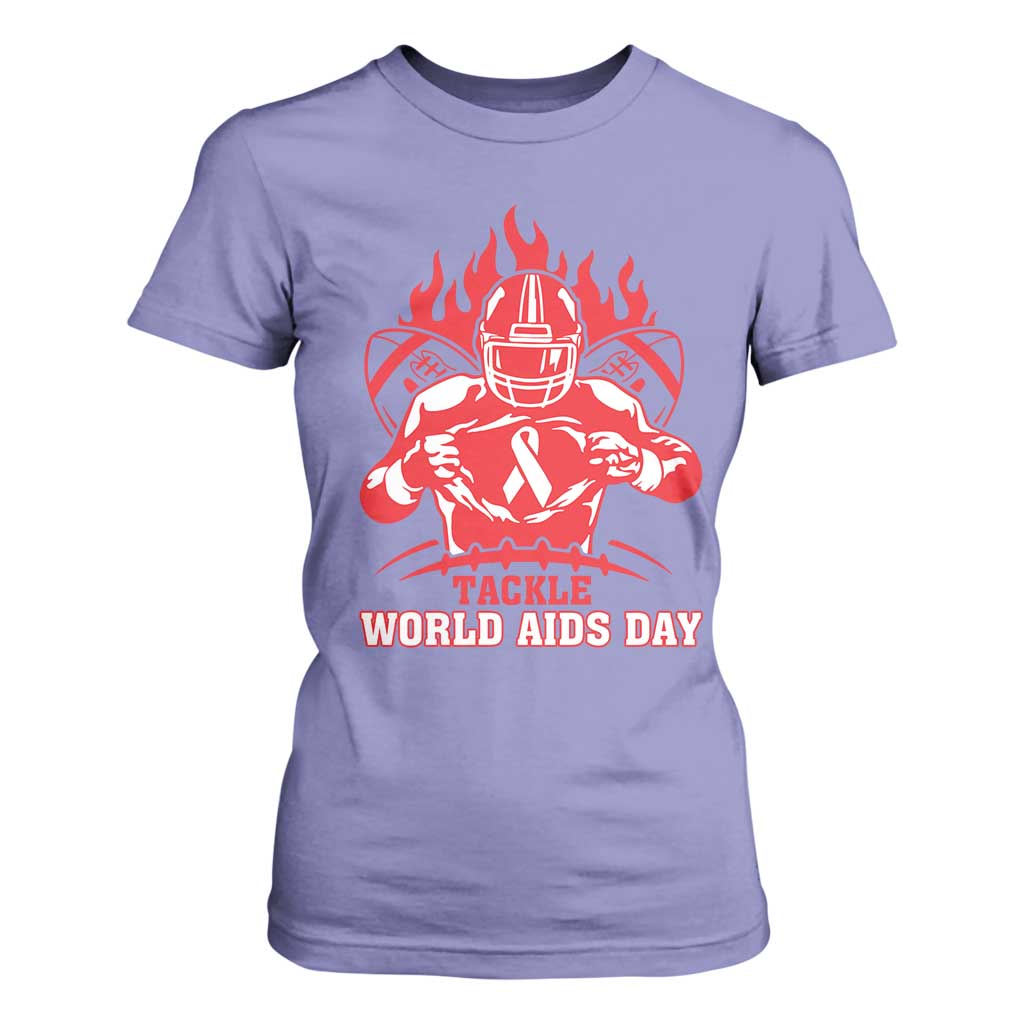 AIDS Awareness T Shirt For Women Ribbon HIV Tackle Football Gift TS12 Violet Print Your Wear