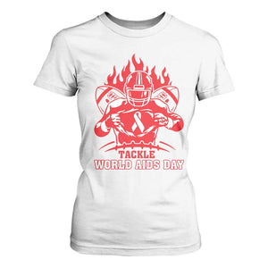 AIDS Awareness T Shirt For Women Ribbon HIV Tackle Football Gift TS12 White Print Your Wear