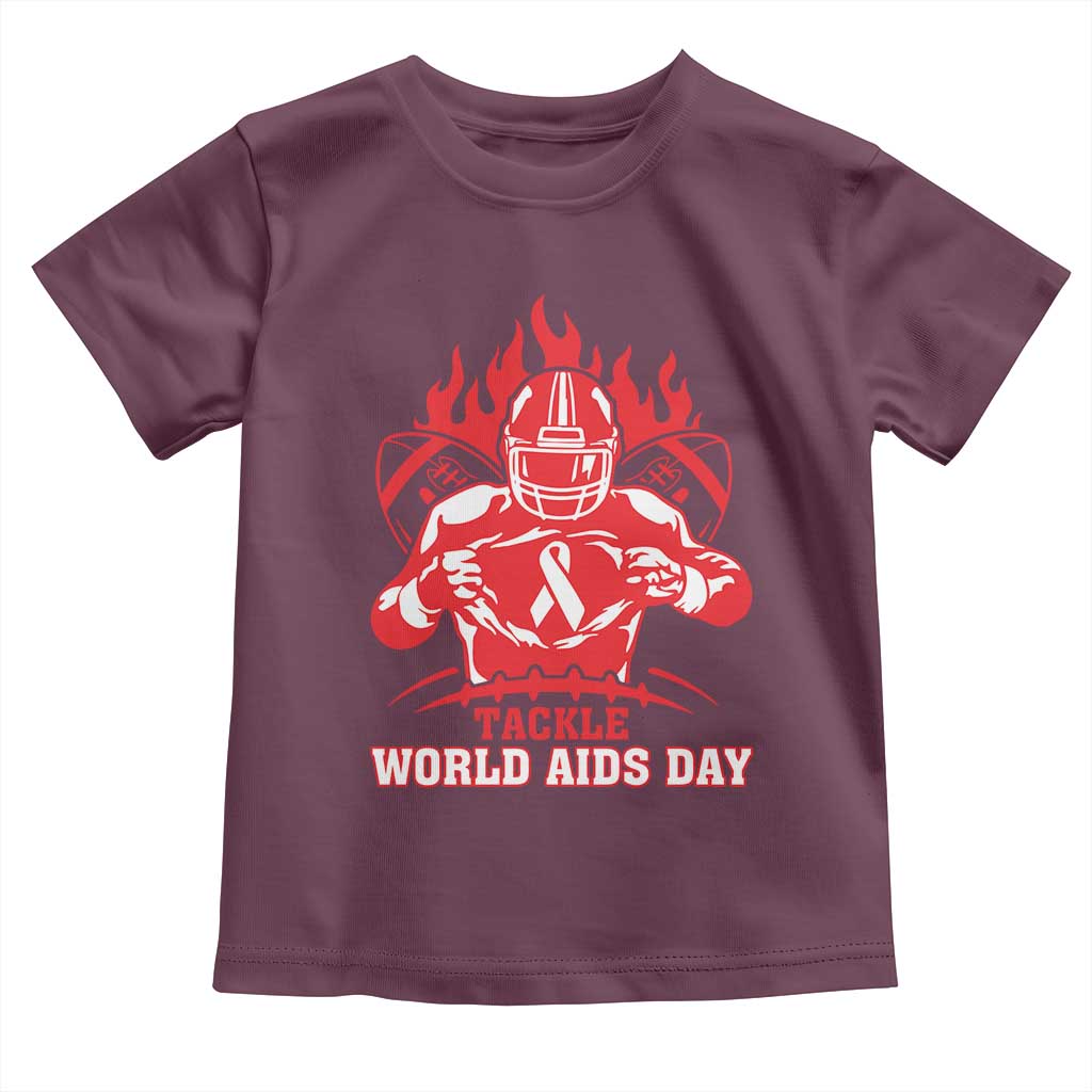 AIDS Awareness Toddler T Shirt Ribbon HIV Tackle Football Gift TS12 Maroon Print Your Wear