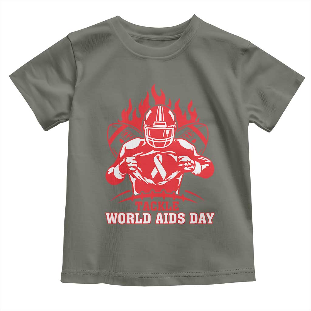 AIDS Awareness Toddler T Shirt Ribbon HIV Tackle Football Gift TS12 Military Green Print Your Wear