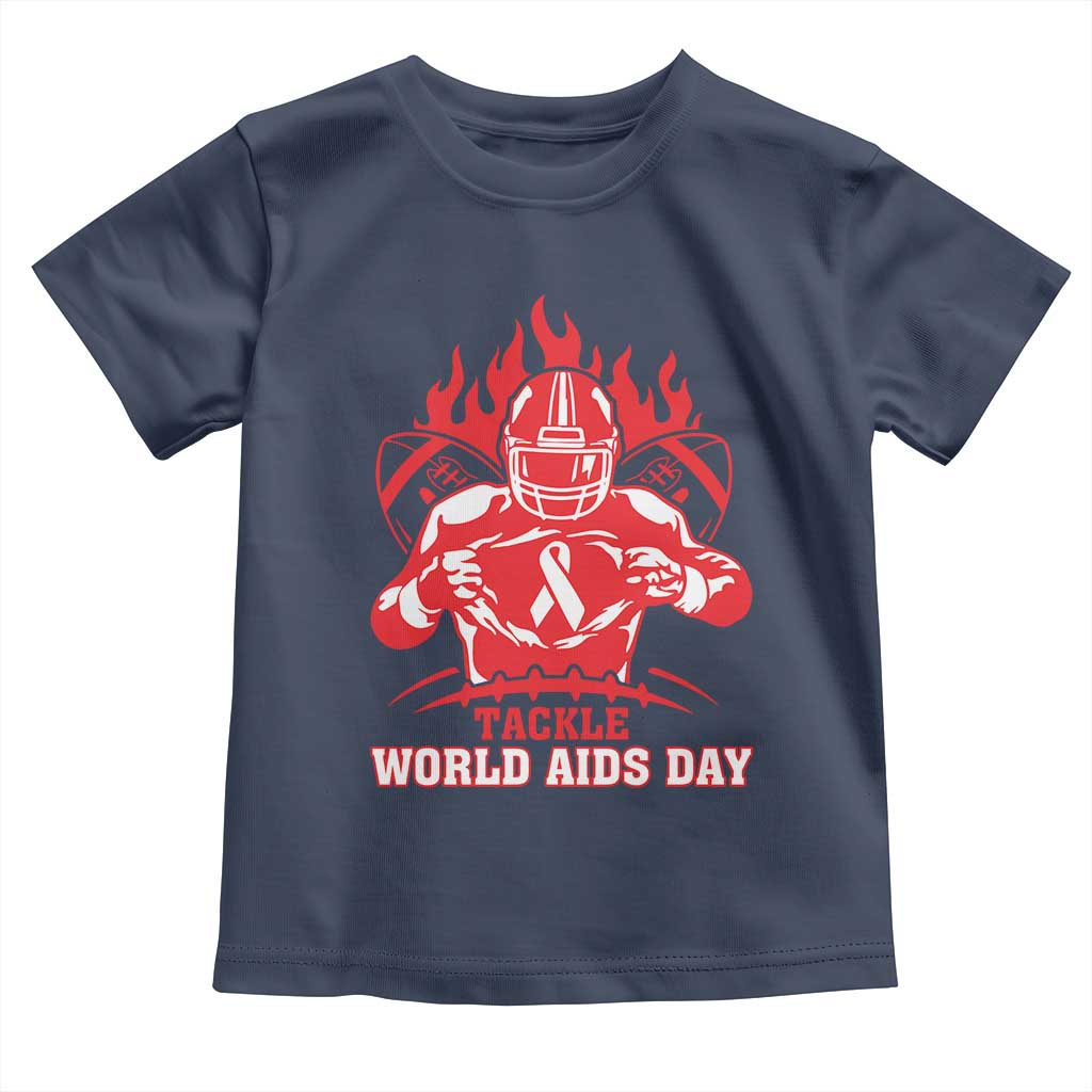 AIDS Awareness Toddler T Shirt Ribbon HIV Tackle Football Gift TS12 Navy Print Your Wear