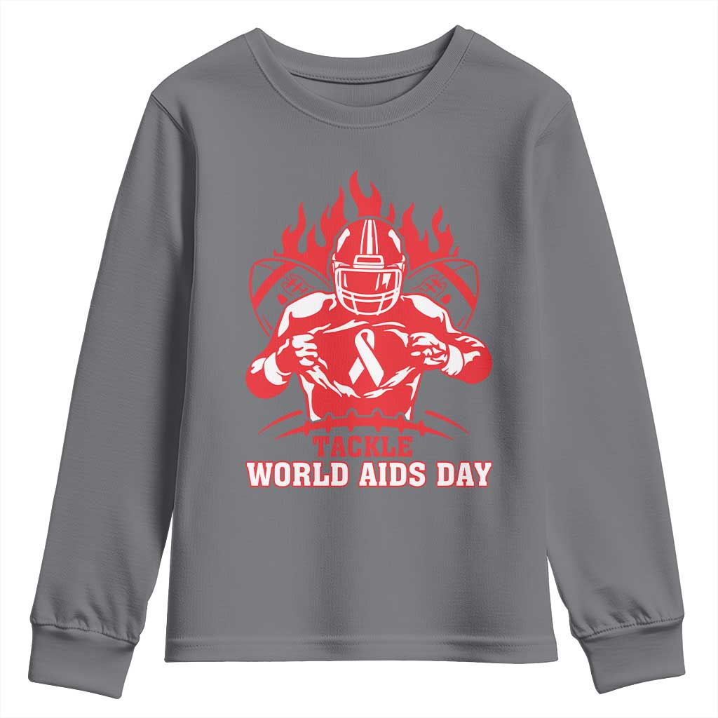 AIDS Awareness Youth Sweatshirt Ribbon HIV Tackle Football Gift TS12 Charcoal Print Your Wear