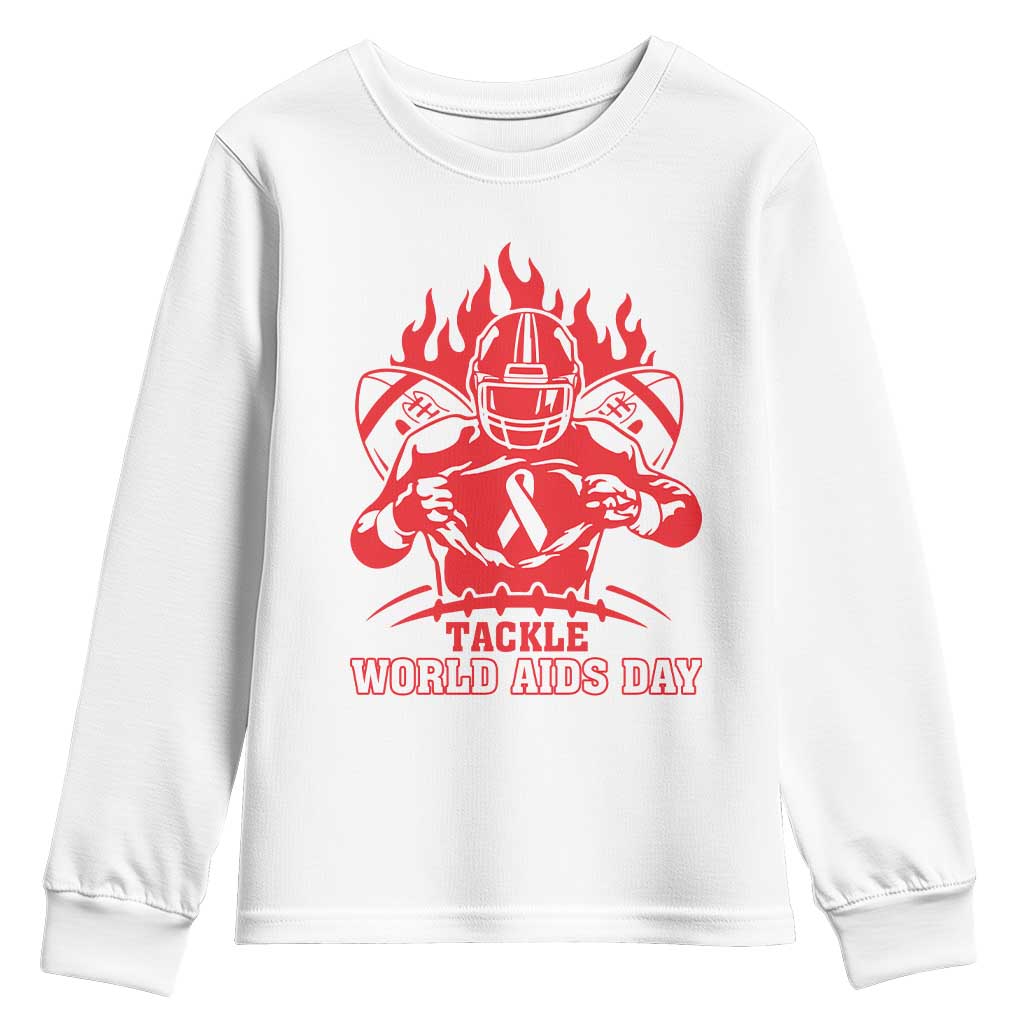 AIDS Awareness Youth Sweatshirt Ribbon HIV Tackle Football Gift TS12 White Print Your Wear