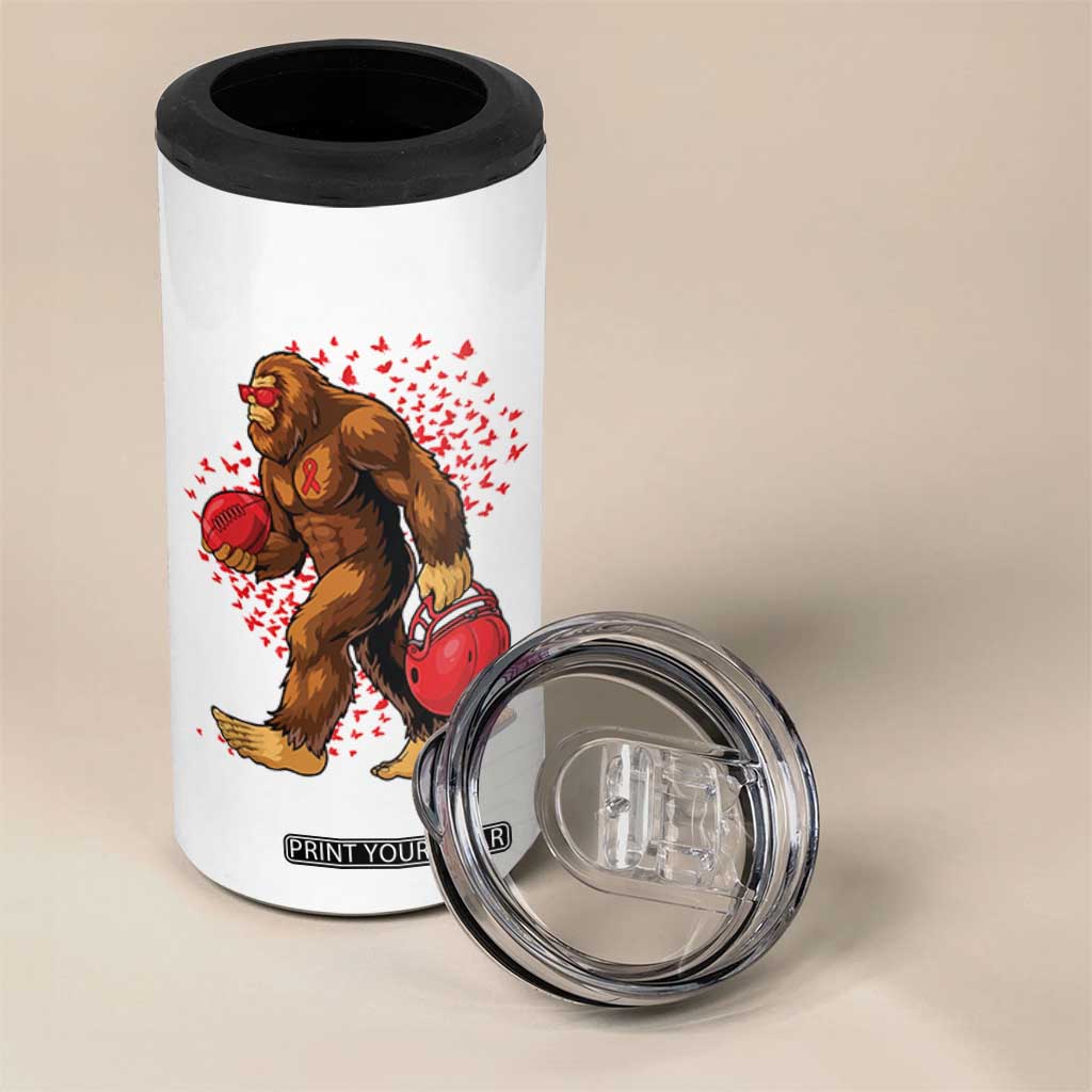 Funny Bigfoot Football 4 in 1 Can Cooler Tumbler Support HIV Awareness Gift TS12 Print Your Wear