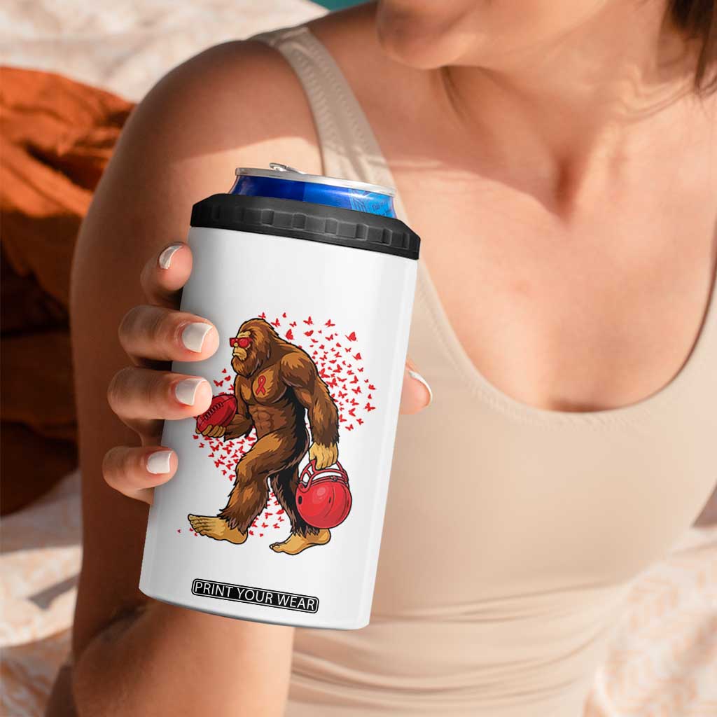 Funny Bigfoot Football 4 in 1 Can Cooler Tumbler Support HIV Awareness Gift TS12 Print Your Wear